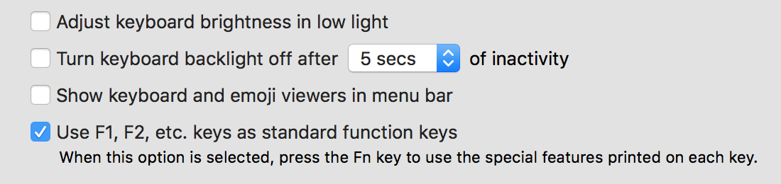 Keyboard setting in Mac